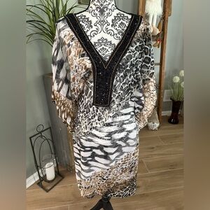 Animal Print V-Neck swim cover-up